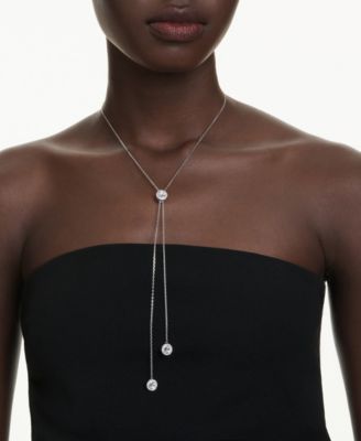 Una Angelic Rhodium Plated Y Pendant Necklace