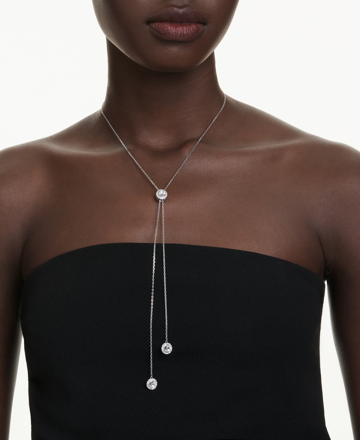Swarovski Una Angelic Rhodium Plated Y Pendant Necklace In Silver