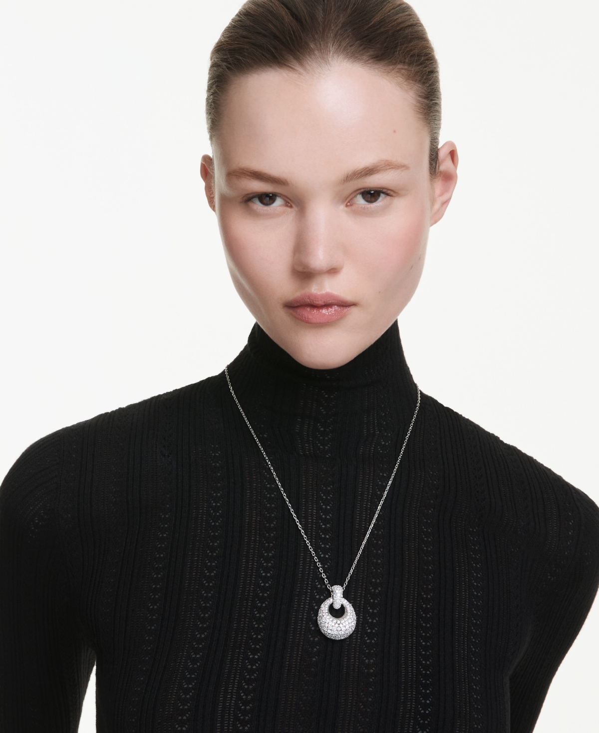 Swarovski Sublima Rhodium Plated Pendant Necklace In White