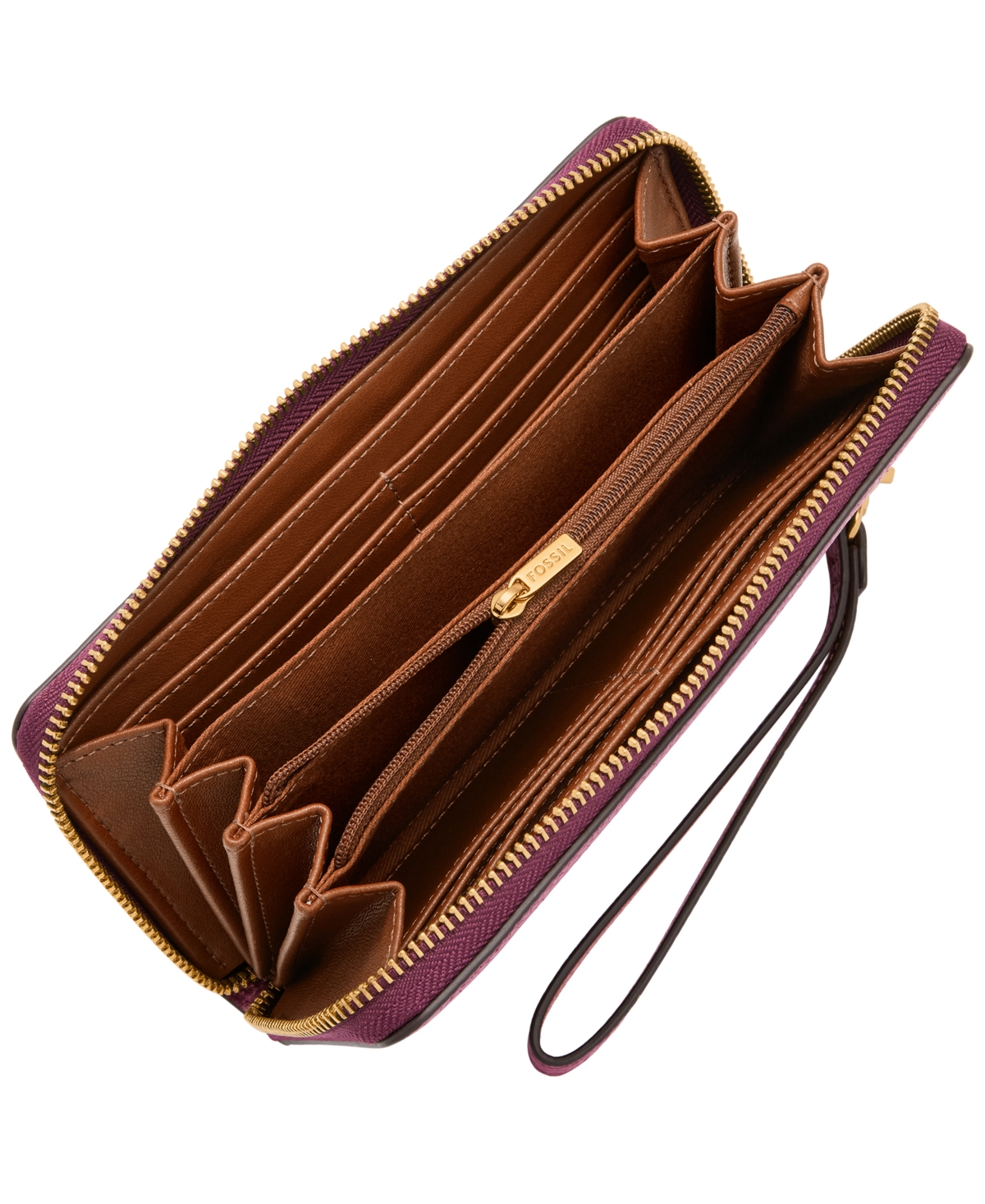 Fossil Logan Rfid Zip Around Clutch Wallet In Purple