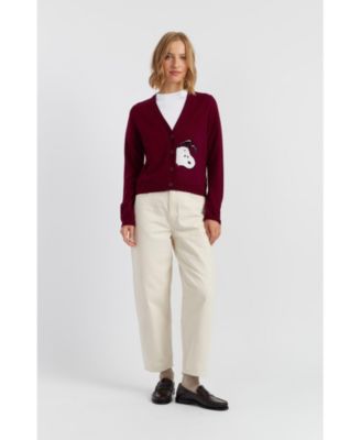 Women's Wool-Cashmere Snoopy Peekabow Cardigan