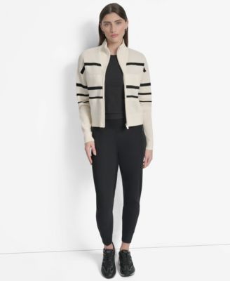 Women's Open Stitch Full Zip Stripe Jacket