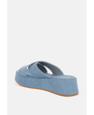 Womens Karbi Denim Flatform Slip Ons
