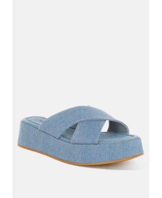 Womens Karbi Denim Flatform Slip Ons