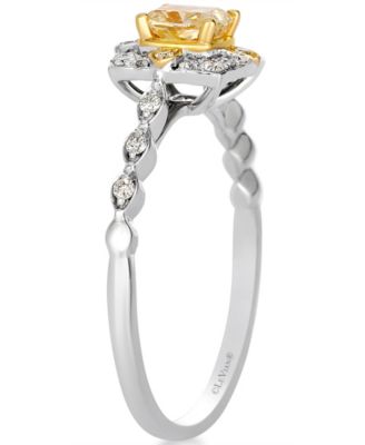 Yellow Diamond (0.38 ct. t.w.) and Vanilla Diamond (0.13 ct. t.w.) Ring in 14K Two Tone Gold