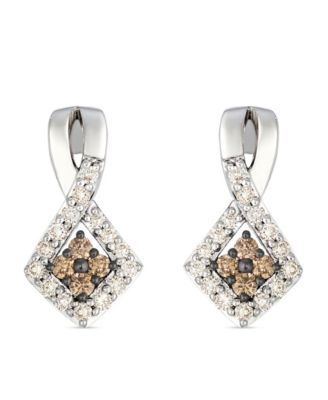 Nude and Chocolate Diamond Drop Earrings ( 0.41 ct. t.w.) in 14K Vanilla Gold