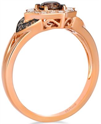 Chocolate Diamond (0.55 ct. t.w.) and Nude Diamond (0.20 ct ct. t.w.) Ring in 14K Strawberry Gold