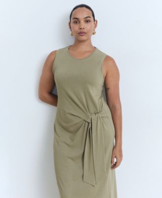 Women's Knot Detail Cotton Midi Dress