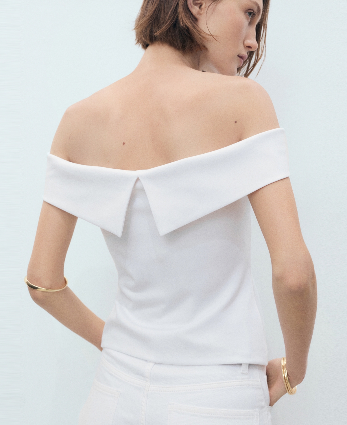 Mango Off The Shoulder Top In White