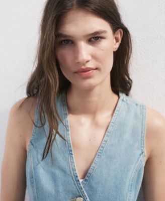 Women's Buttoned Denim Gilet Jacket