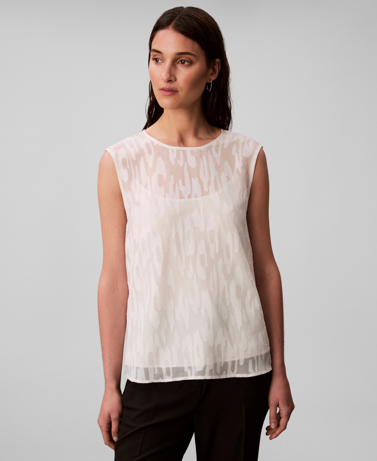 Calvin Klein Women's Sleeveless Burnout Blouse