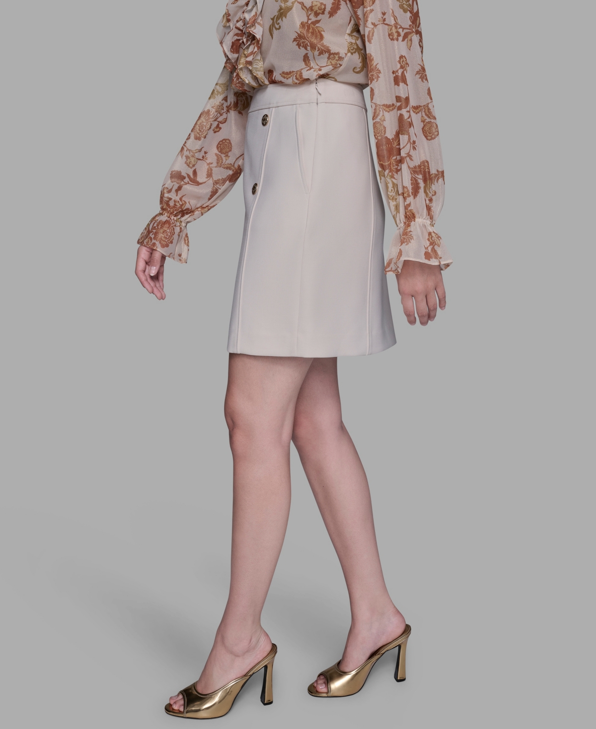 Karl Lagerfeld Women's Button Detail Skirt In White
