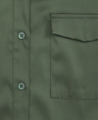 Women's Button-Front Long-Sleeve Satin Utility Shirt, Created for Macy's