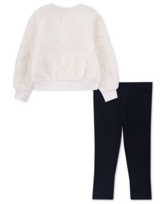Toddler Girls 2-Piece Sherpa Crewneck Top and Leggings Set