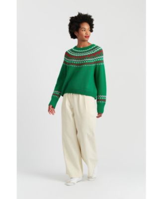 Women's Wool-Cashmere Bow Fairisle Sweater