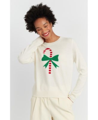 Women's Wool-Cashmere Candy Cane Sweater