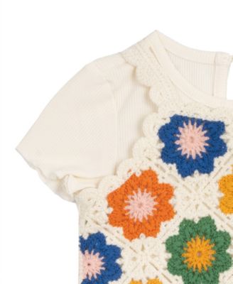 Baby Girl 3-Piece Top, Crochet Tank  and Flared Denim Set