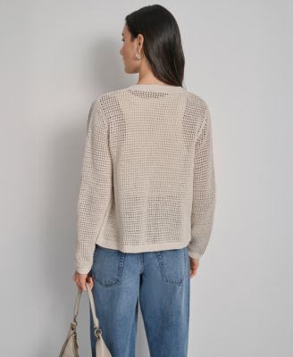 Women's Baby Chenille Open-Stitch Long-Sleeve Cardigan