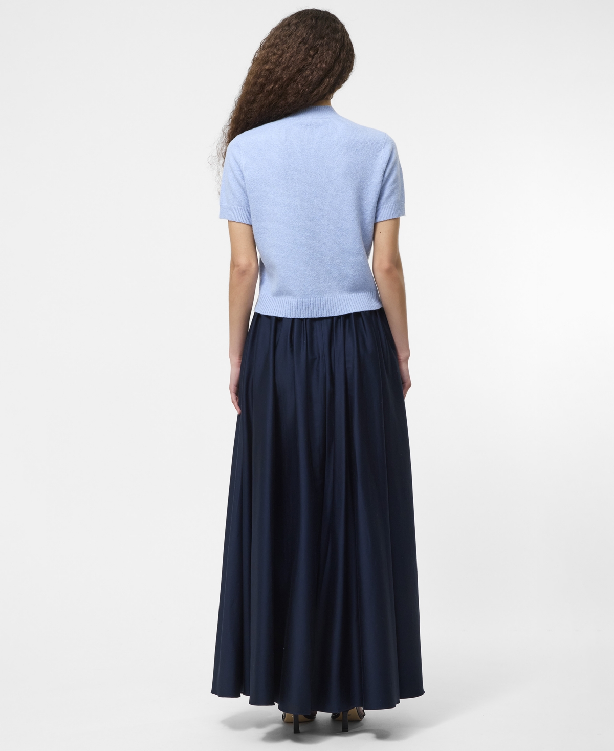 French Connection Vhari Short Sleeve Crop Sweater In Blue