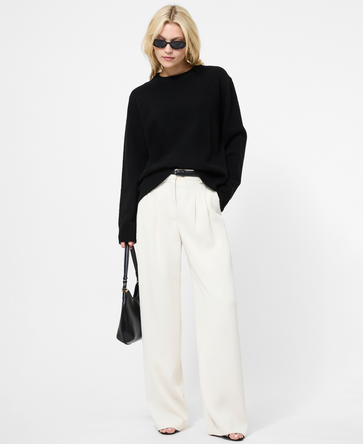 French Connection Crewneck Pullover Sweater In Black