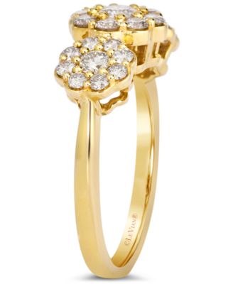Nude Diamond Triple Cluster Flower Ring (1 ct. t.w.) in 14k Yellow Gold