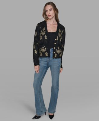 Women's Foil Floral Print Sweater