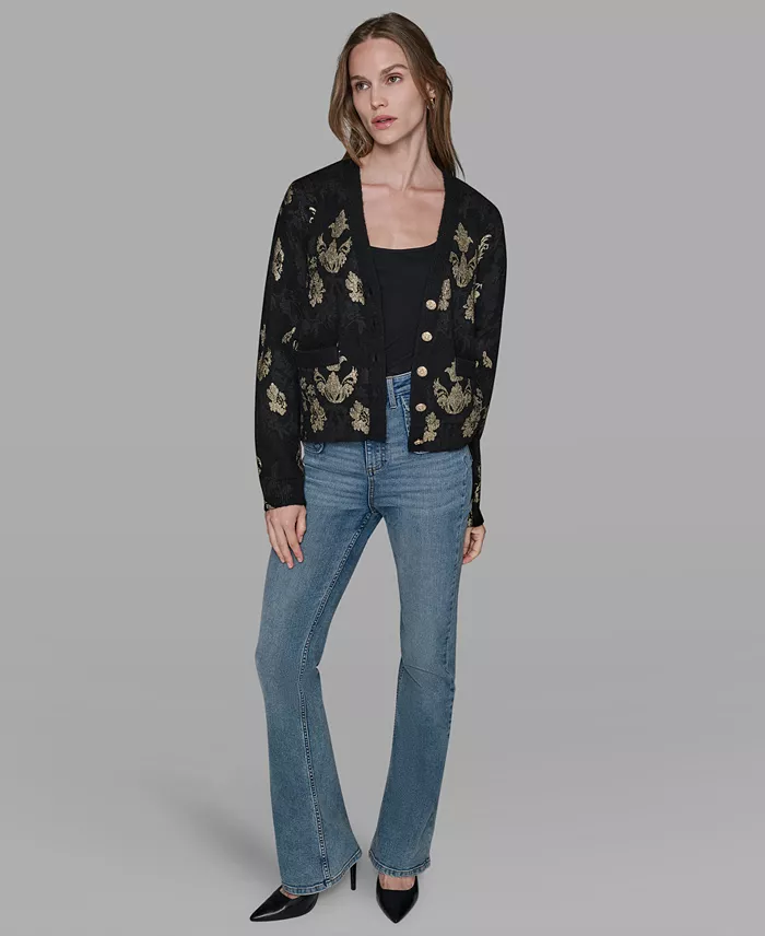 Women's Foil Floral Print Sweater - thumbnail 2