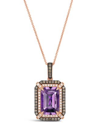 Deep Sea Blue Topaz (3-9/10 ct. t.w.), Chocolate Diamond (1/4 ct. t.w.) and Nude Diamond (1/5 ct. t.w.) Pendant Necklace in 14k Strawberry Gold