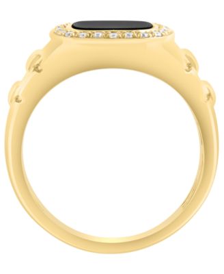Men's Diamond (1/6 ct. t.w.) and Onyx (1-3/8 ct. t.w.) Ring in 14K Yellow Gold