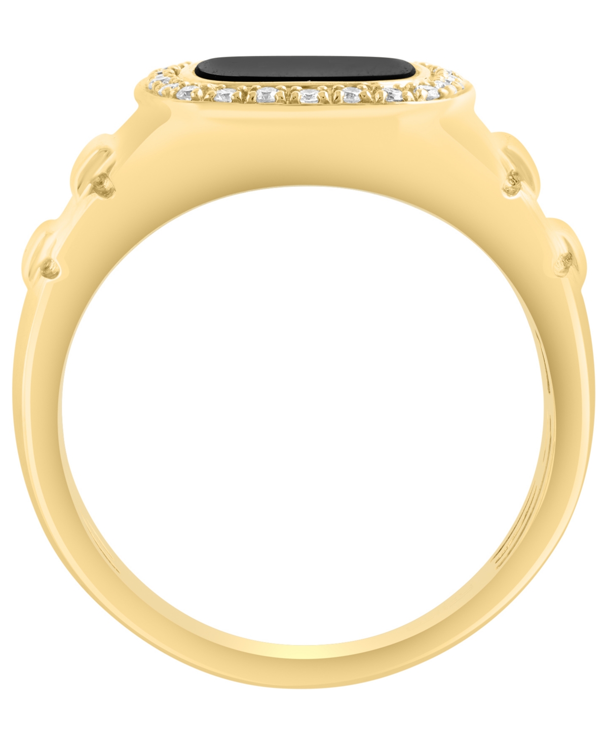 Effy Collection Men's Diamond (1/6 Ct. T.w.) And Onyx (1-3/8 Ct. T.w.) Ring In 14k Yellow Gold In Gold