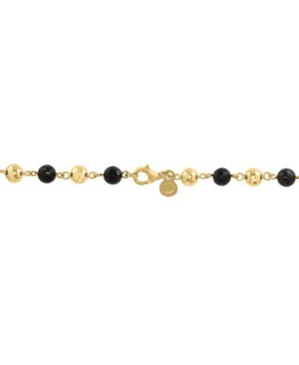 Black Agate Necklace (39 ct. t.w.) in 14k Gold Plated Silver