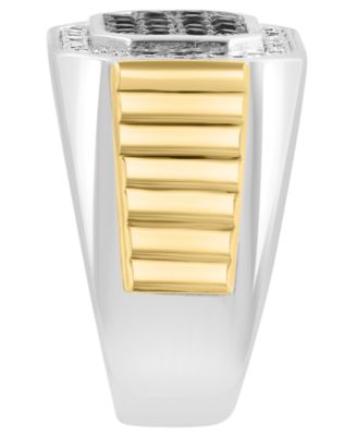 Men's Diamond (1/3 ct. t.w.) and Black Spinel (3/4 ct. t.w.) Ring in 18K gold over Sterling Silver