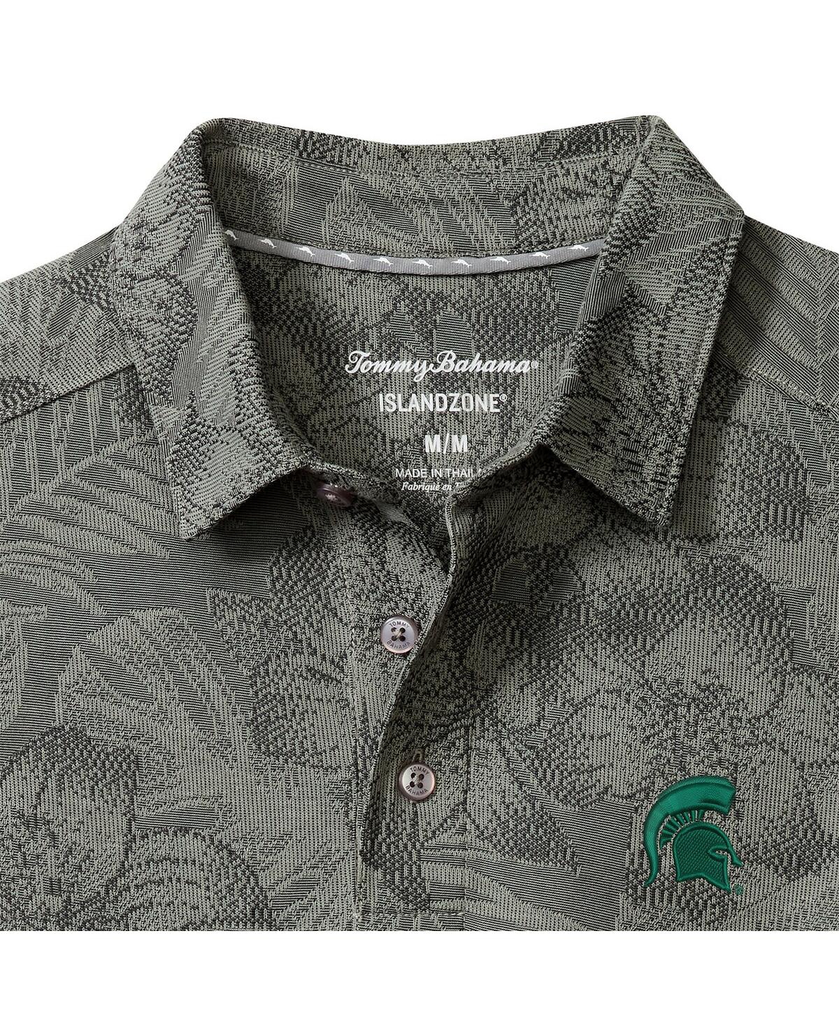 Tommy Bahama Men's Gray Michigan State Spartans Palm Fresco Hibiscus IslandZone Polo Shirt