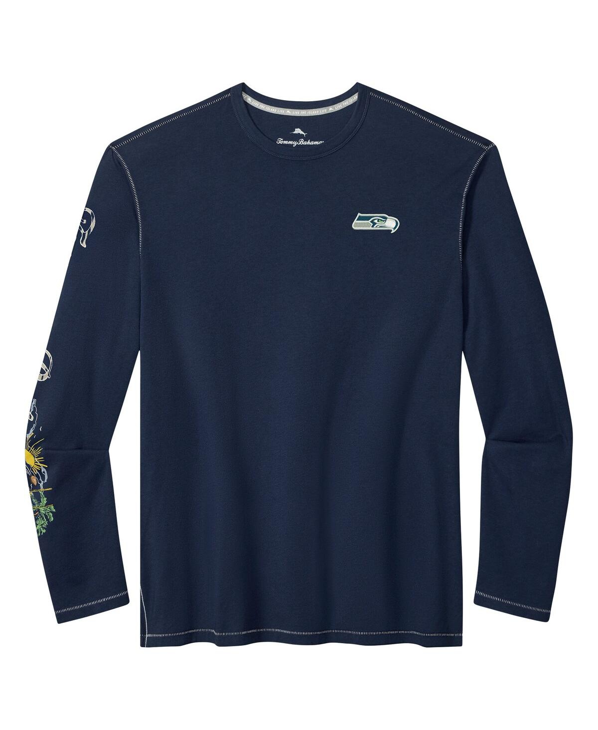 Tommy Bahama Men's College Navy Seattle Seahawks Oasis Endzone Lux Long Sleeve T-Shirt