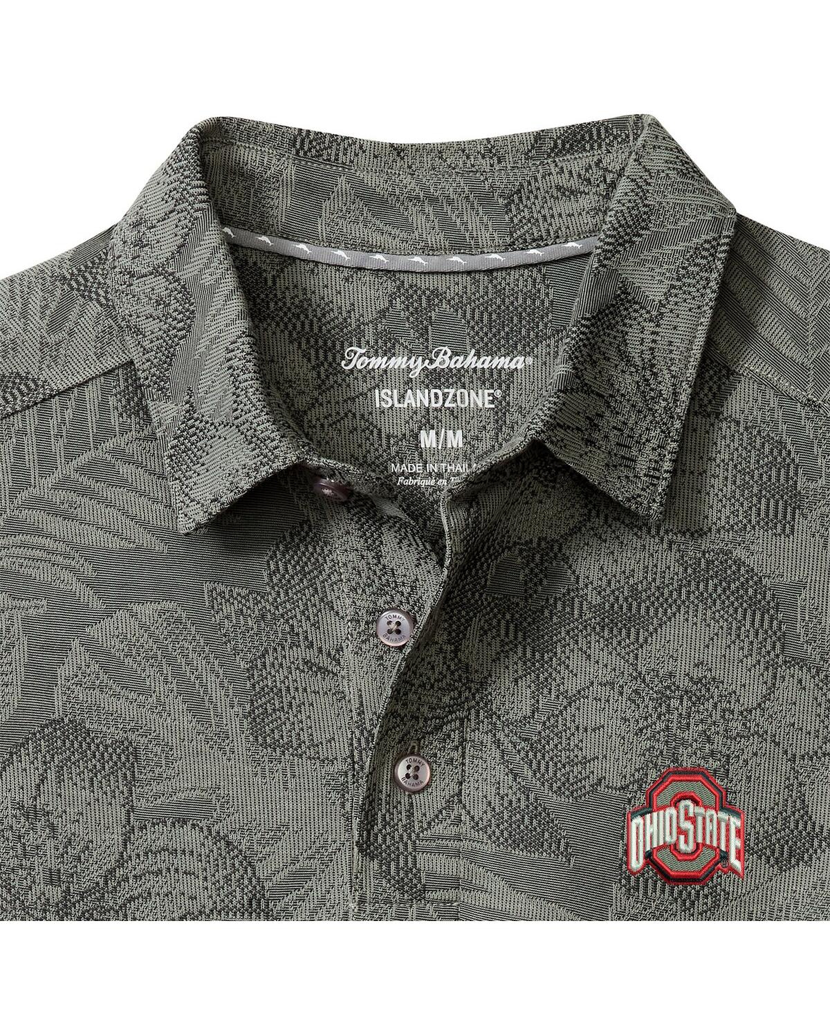 Tommy Bahama Men's Gray Ohio State Buckeyes Palm Fresco Hibiscus Islandzone Polo Shirt In Gray