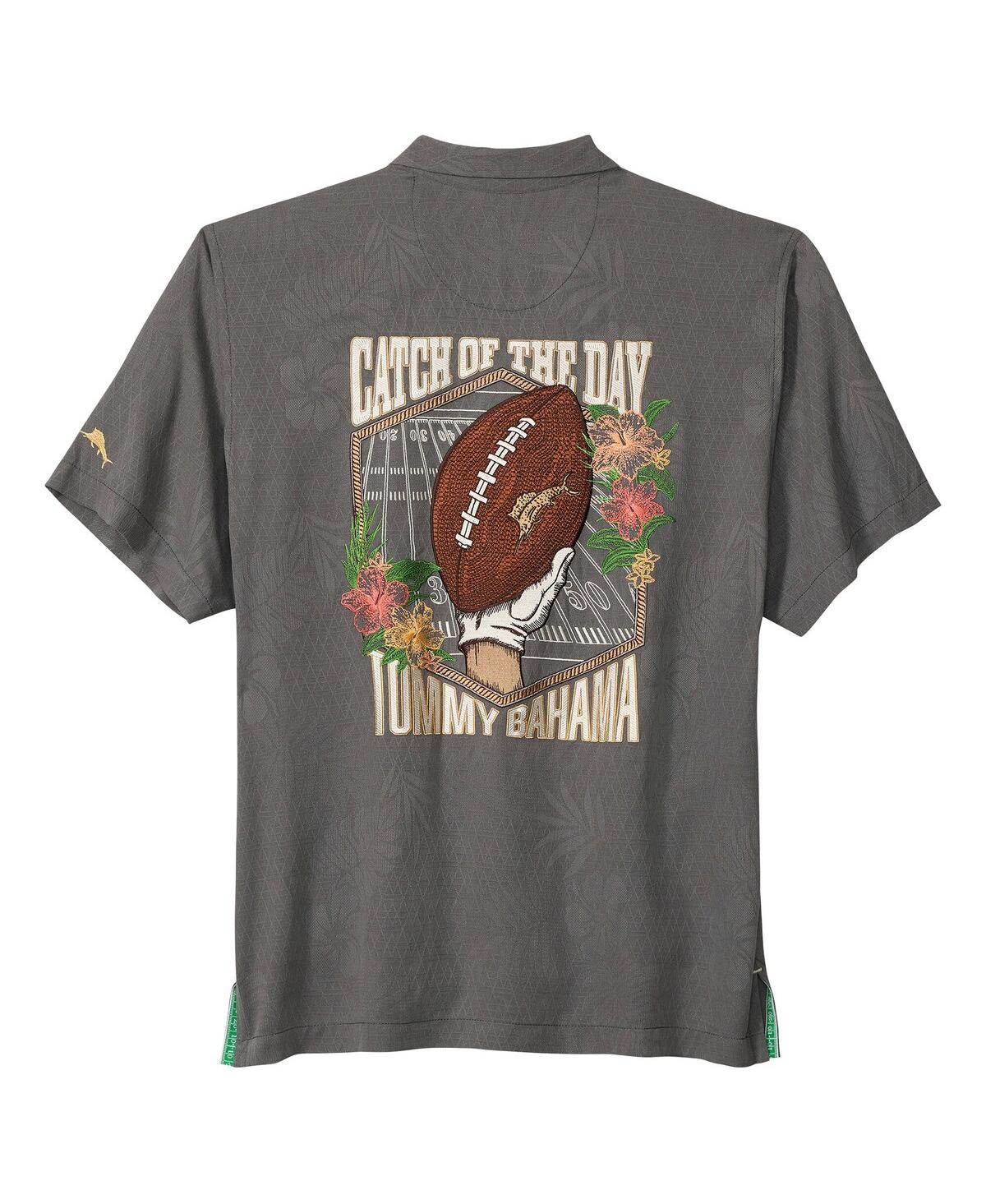 Tommy Bahama Men's Gray Ohio State Buckeyes Catch Of The Day Camp Button-up Shirt In Gray