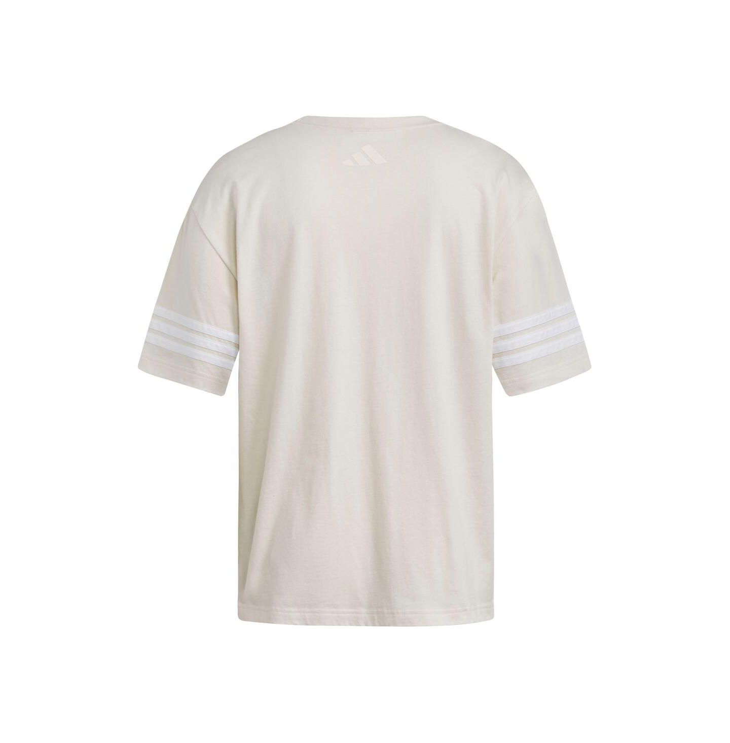 Женская футболка adidas Cream Nebraska Huskers Fashion Three-Stripes Oversized — фото 3