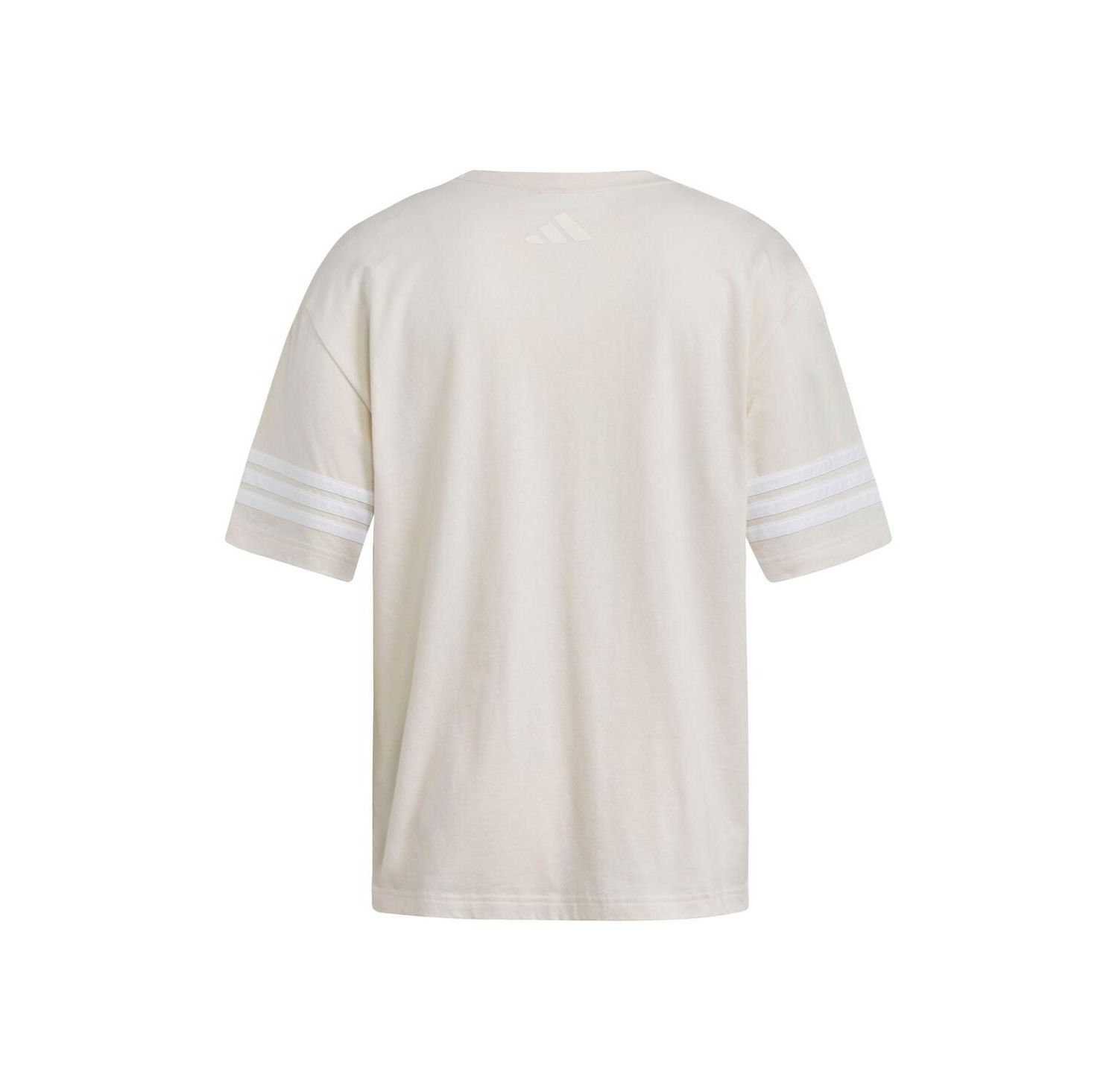 Women's Cream Nebraska Huskers Fashion Three-Stripes Oversized T-Shirt