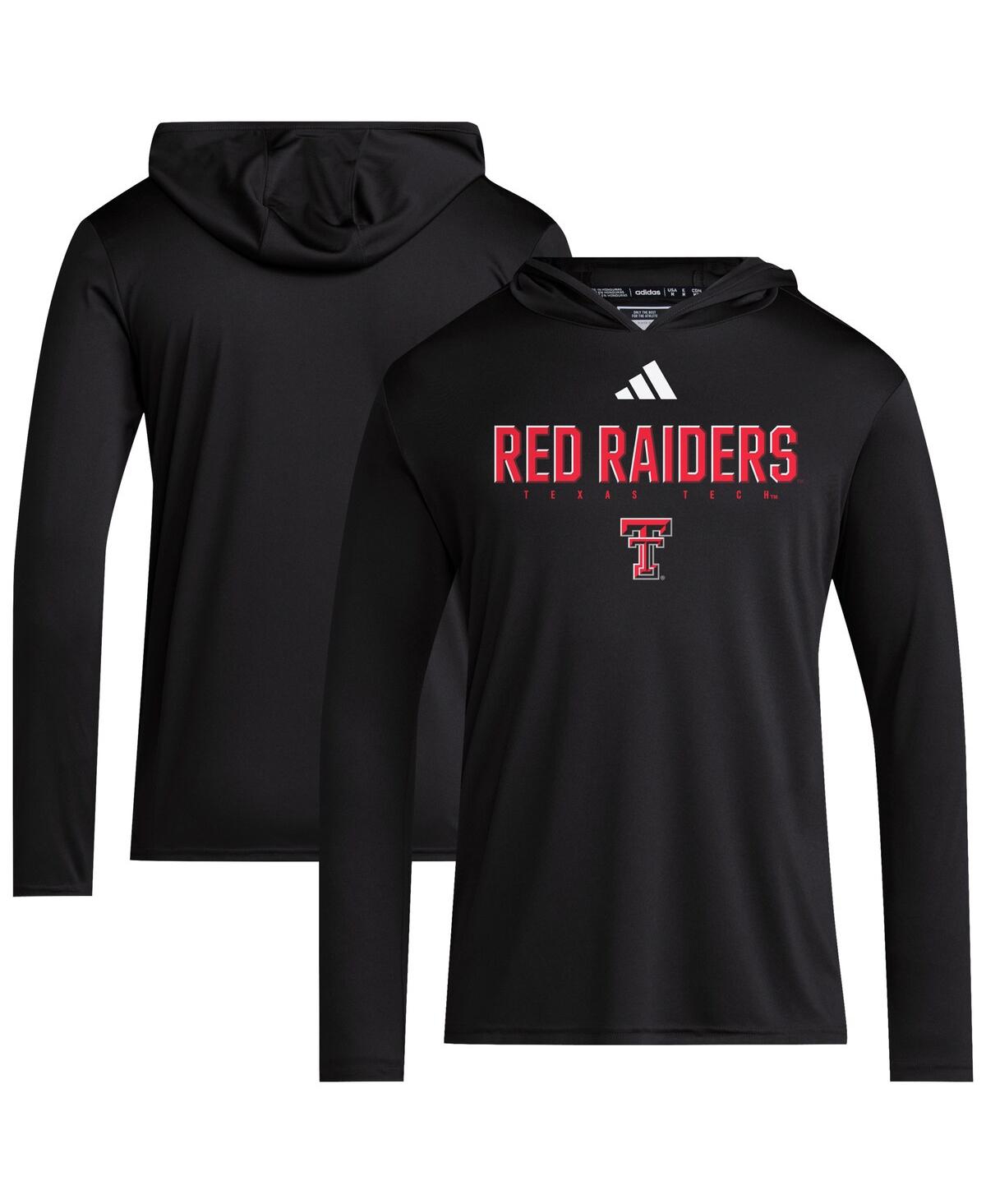 Adidas Men's Black Texas Tech Red Raiders 2025 Aeroready Sideline Training Long Sleeve Hooded T-Shirt