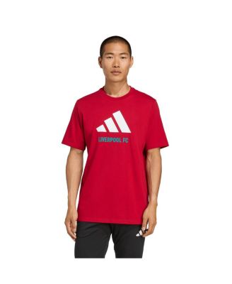 adidas - Men's Red Liverpool Three-Stripes Wordmark T-Shirt