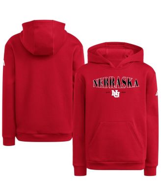 adidas - Big Boys and Girls Scarlet Nebraska Huskers Puffed Out Pullover Hoodie