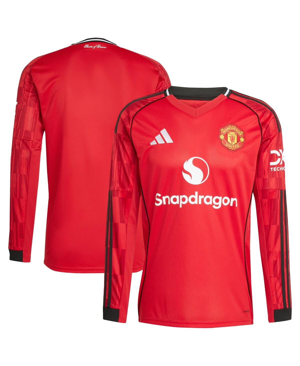 Мужская красная футболка Manchester United Home 2025/26, реплика, с длинным рукавом