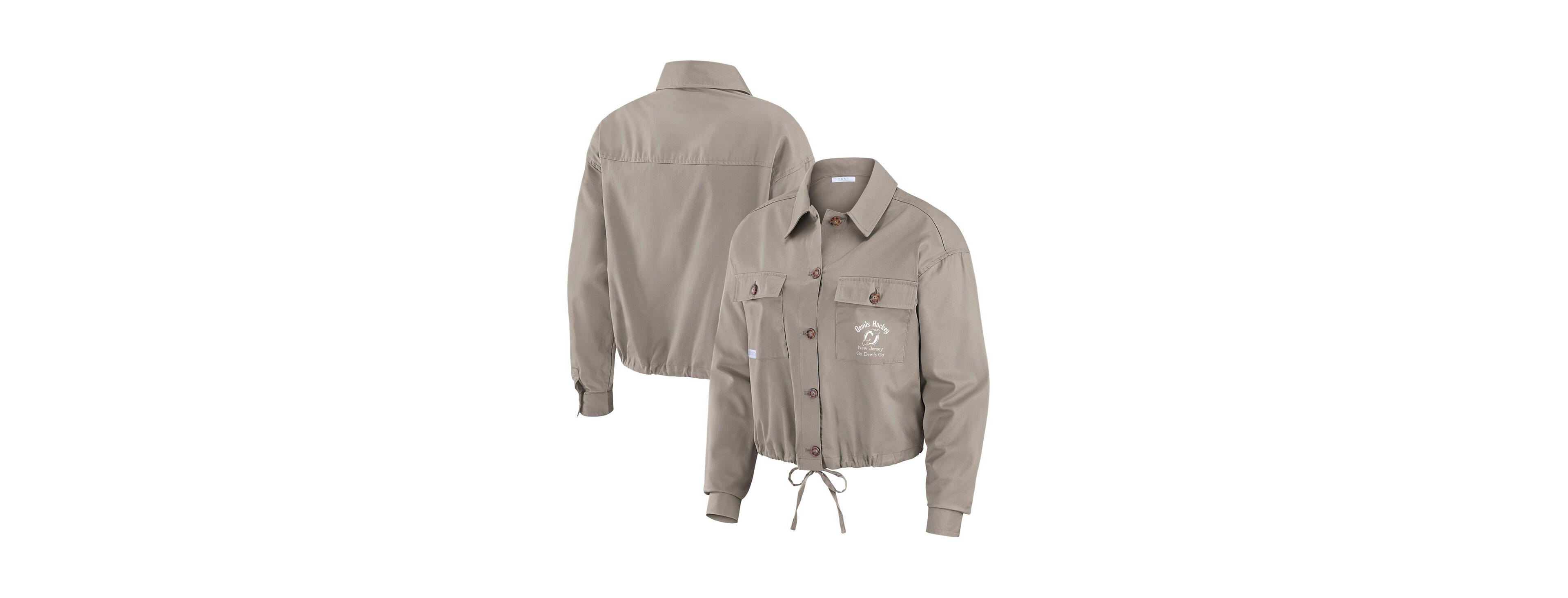 Wear by Erin Andrews Women's Gray New Jersey Devils Cinched Button-Up Jacket