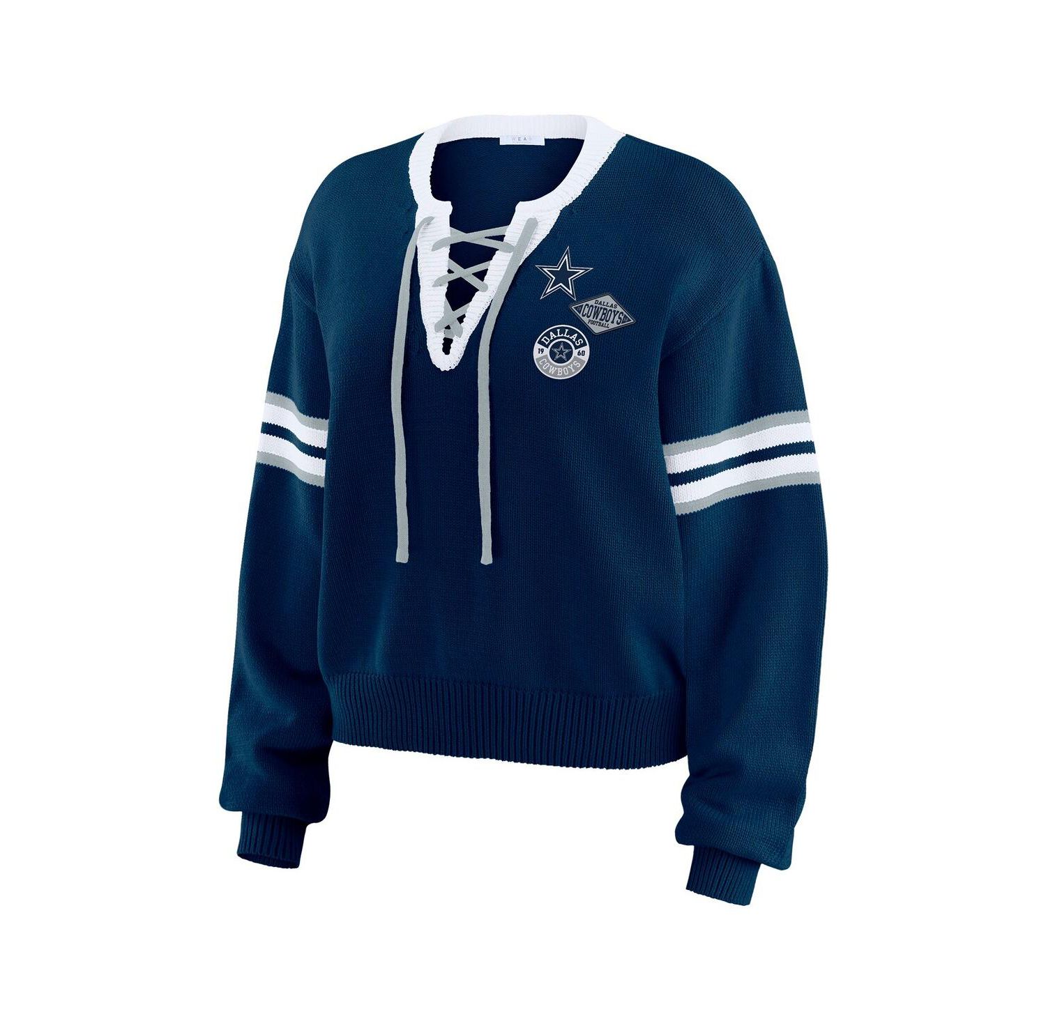 Women's Navy Dallas Cowboys Lace-Up Pullover Sweatshirt