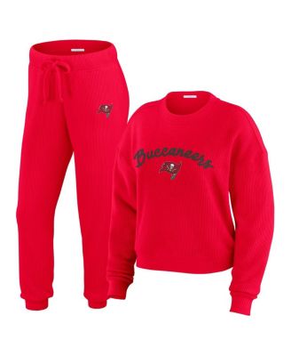 WEAR by Erin Andrews - Women's Cream Tampa Bay Buccaneers Knitted Tri-Blend Long Sleeve T-Shirt Pants Lounge Set