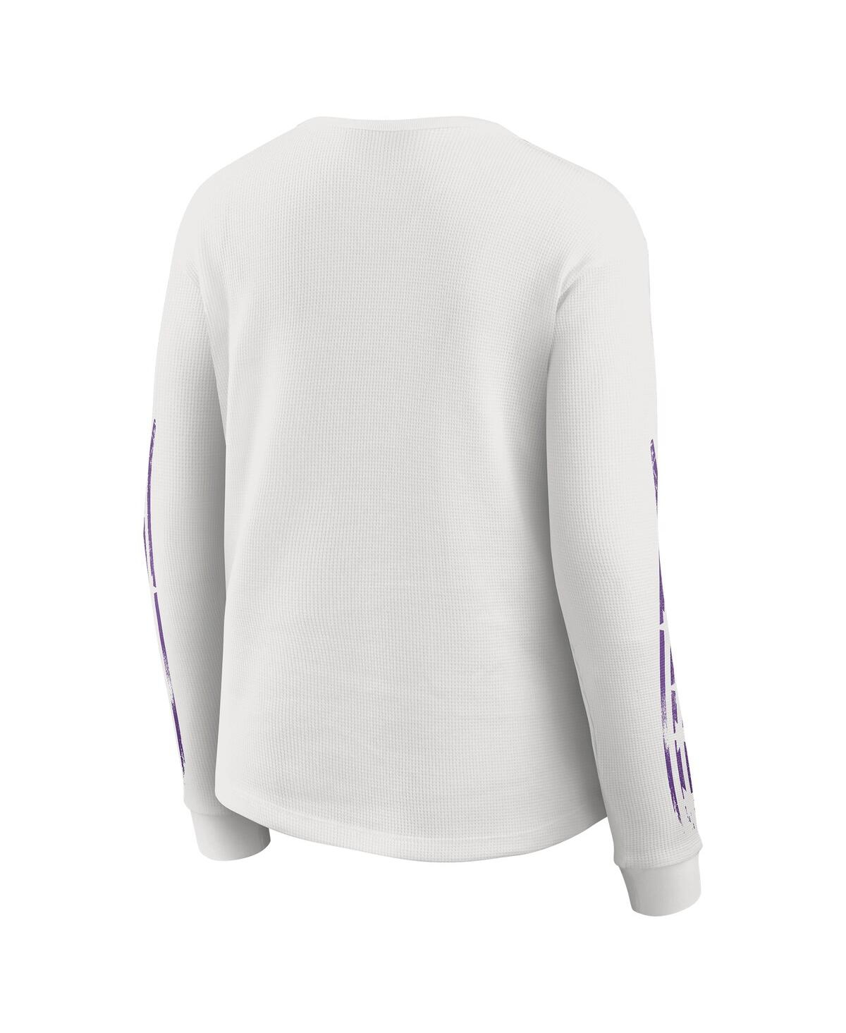 Wear By Erin Andrews Women's White Minnesota Vikings Graphic Waffle Long-sleeve T-shirt In White