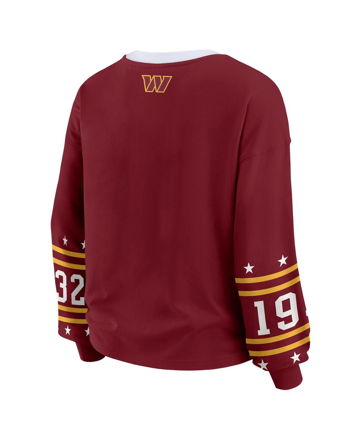 Wear By Erin Andrews Women's Burgundy Washington Commanders Sport Long-sleeve T-shirt In Burgundy