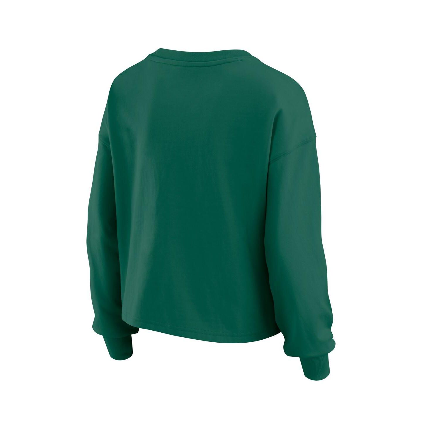 WEAR by Erin Andrews Women's 2-Piece Green New York Jets Heavy Rugby Jersey Long Sleeve T-Shirt and Shorts Lounge Set — фото 3