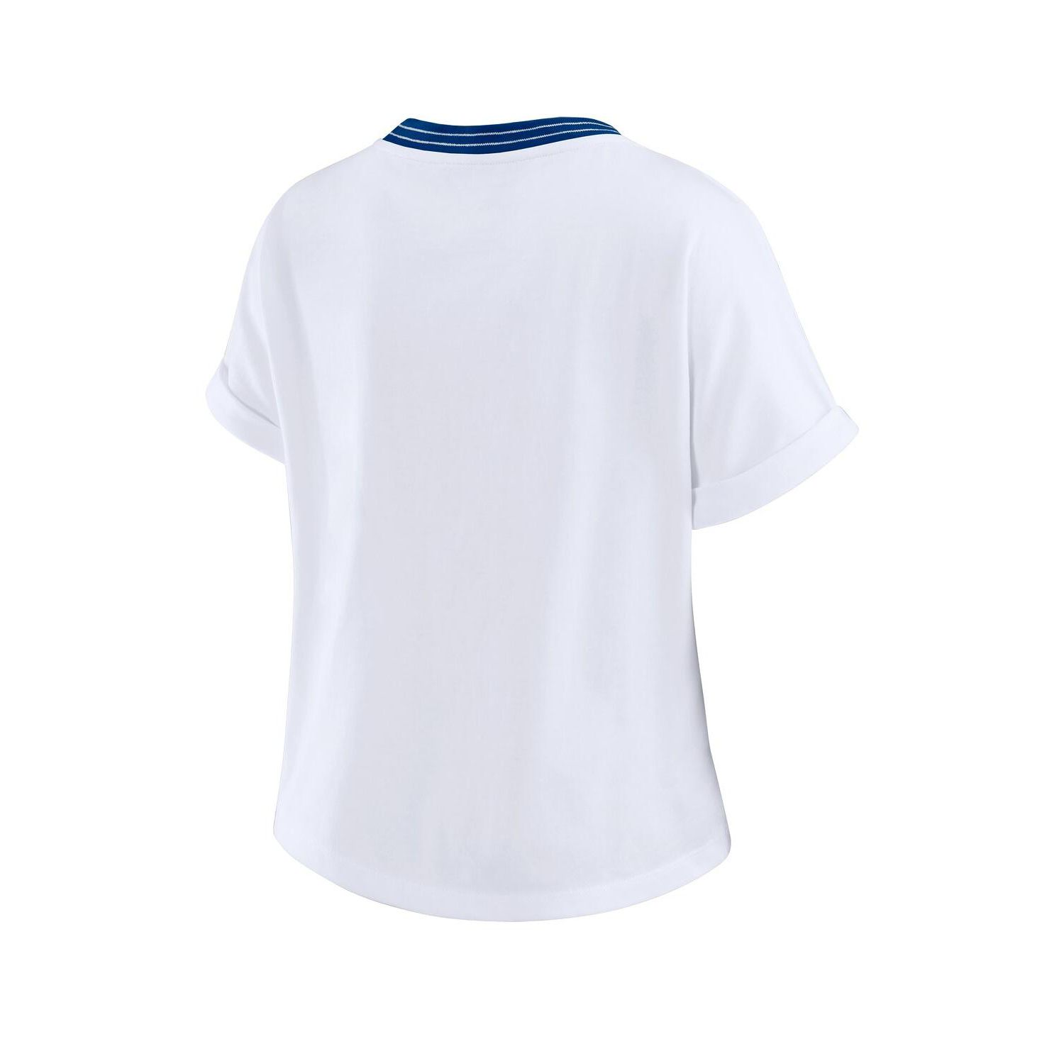 Women's White NFL Cropped Center Stripe Dolman T-Shirt