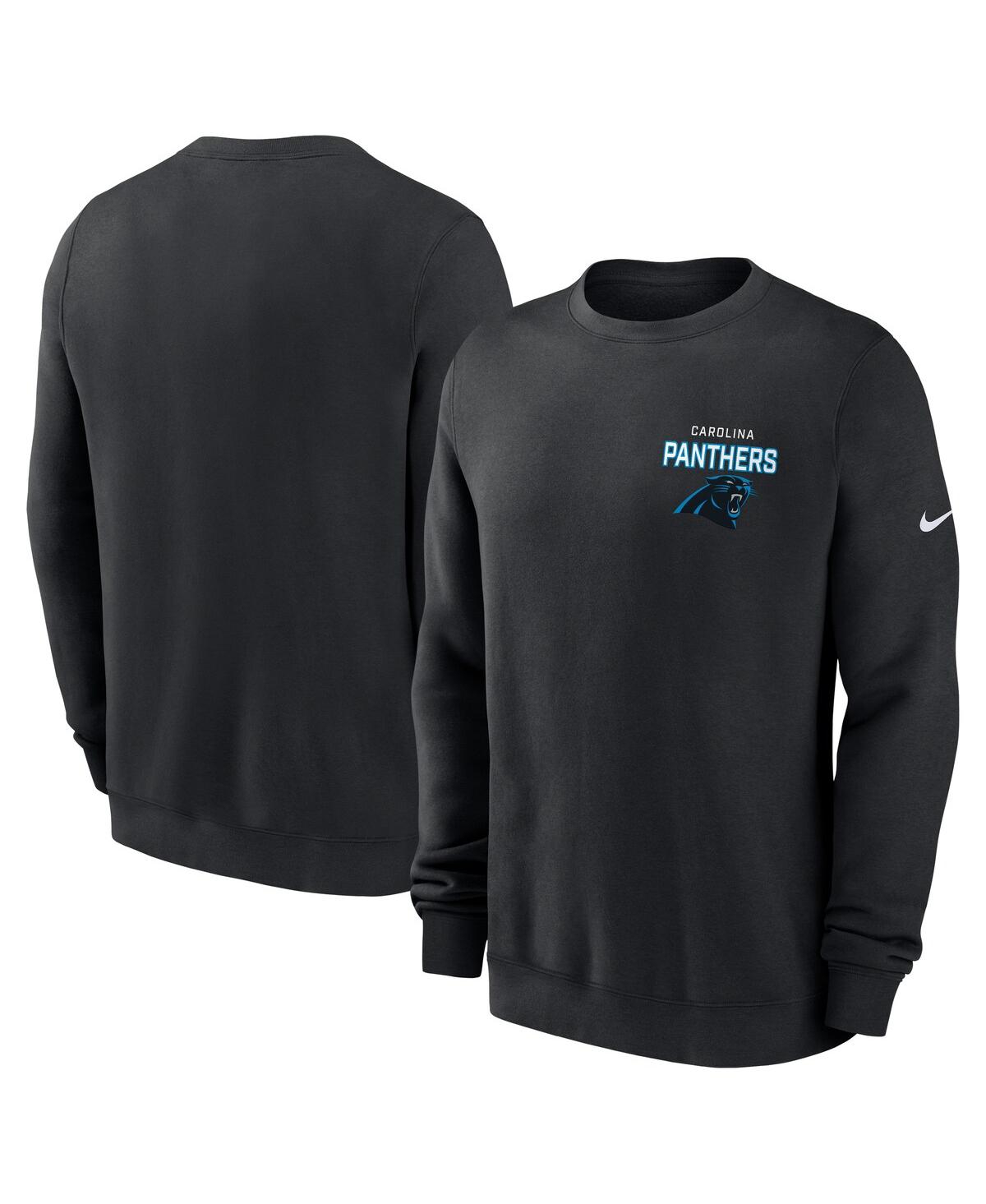 Nike Men's Black Carolina Panthers Primetime Club Fleece Pullover Sweatshirt In Black